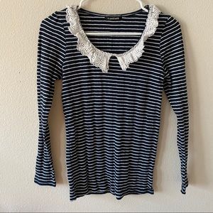 peter pan collar striped top